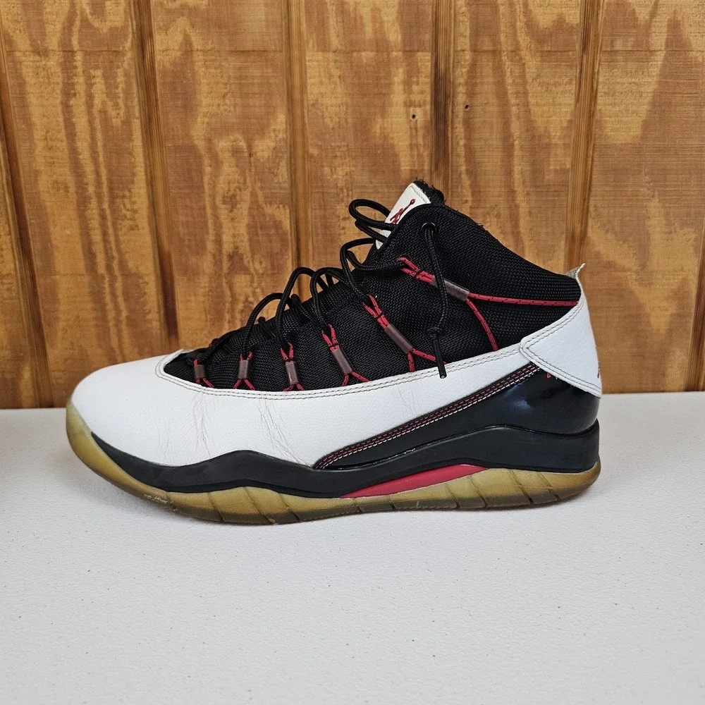 Air Jordan Prime Flight Shoes Mens Sz 10 White Black Gym Red 616846-101